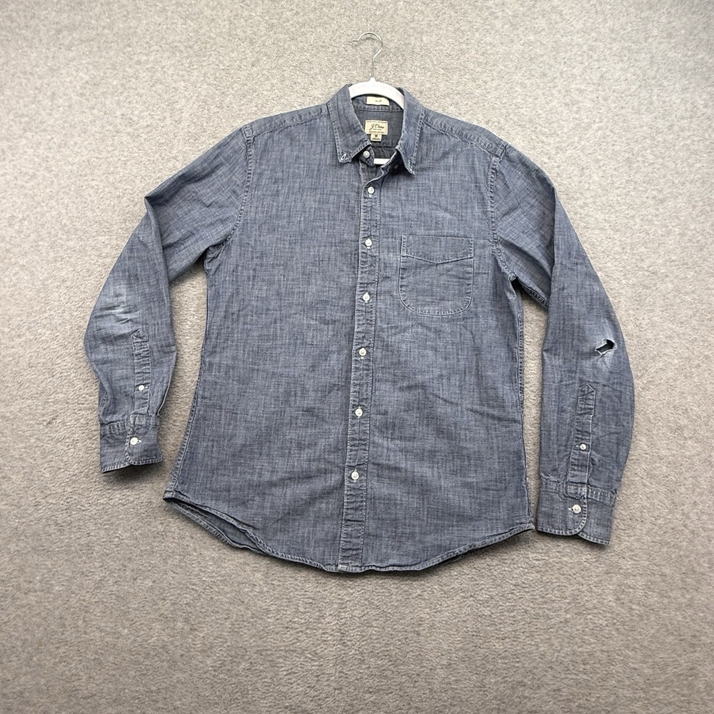 J.Crew‎ Classic Fit Chambray Shirt Mens Medium Denim Slim Fit Organic Cotton M